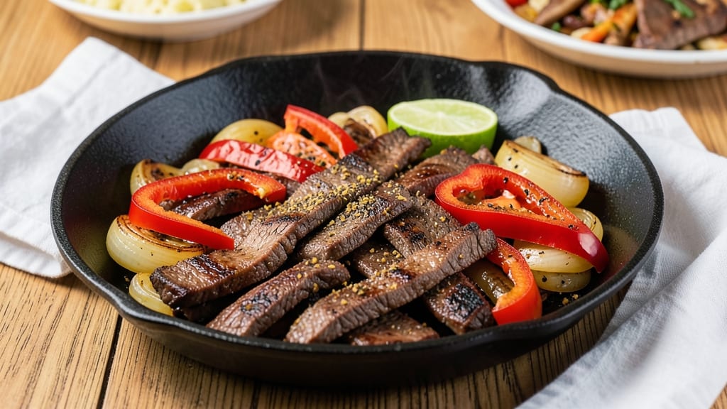 Angus Beef Fajitas Recipe: Charred Steak and Peppers With Smoky Tortilla Crunch