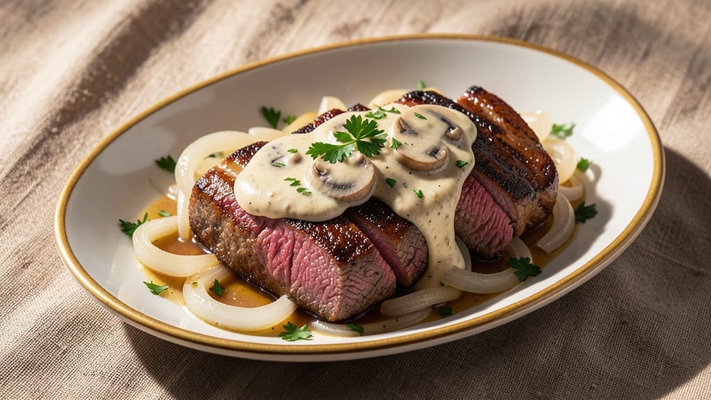 Beef Ala King Recipe: Crispy Tortilla Crowns Over Creamy Mushroom Sauce