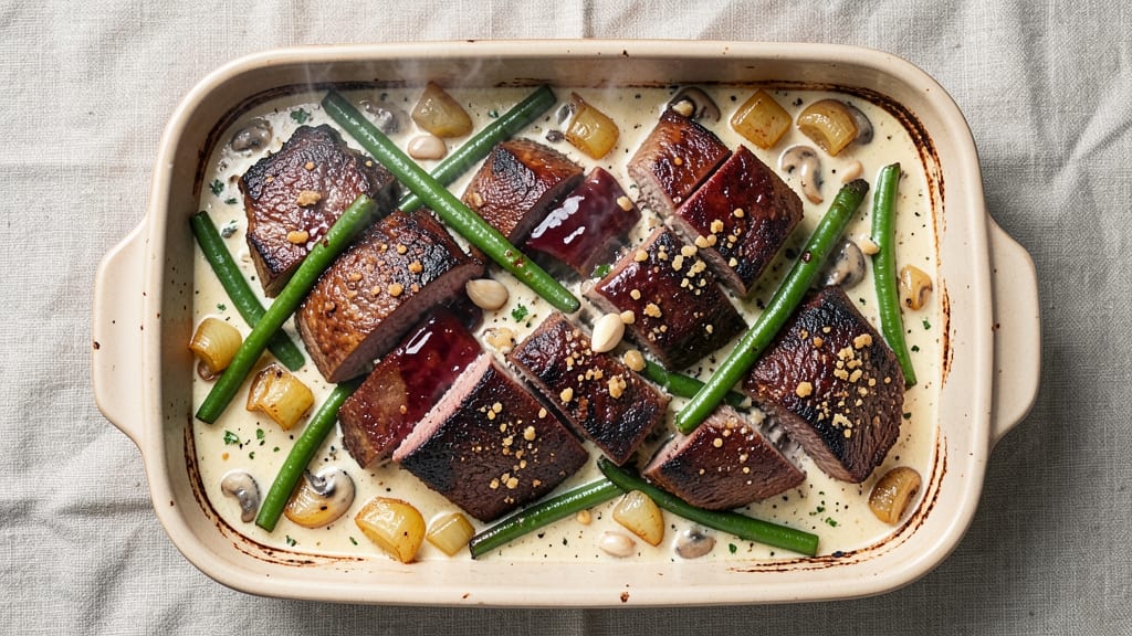 Beef And Green Bean Casserole Recipe: Slow-Baked Comfort with Crunchy Top Layer