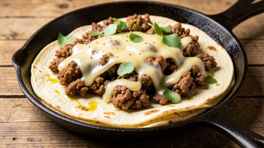 Beef and Bread Recipe: Crispy Tortilla Crowns Over Smoky Cheese Rivers