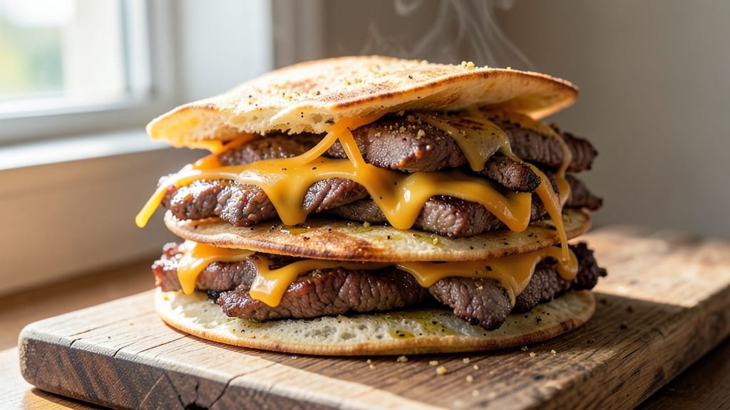 Beef and Cheese Sandwiches Recipe: Crispy Tortilla Crunch With Melted Cheese Layers