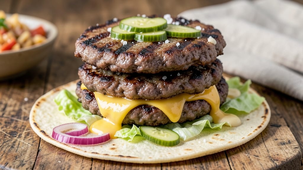 Beef and Cheese Burgers Recipe: Crispy Tortilla Crowns With Melted Cheese Rivers