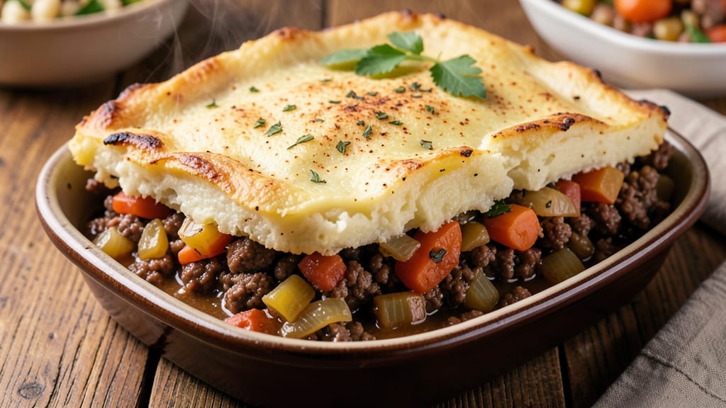 Beef and Potato Shepherd's Pie Recipe: Crispy Top, Savory Meat-and-Veggie Filling