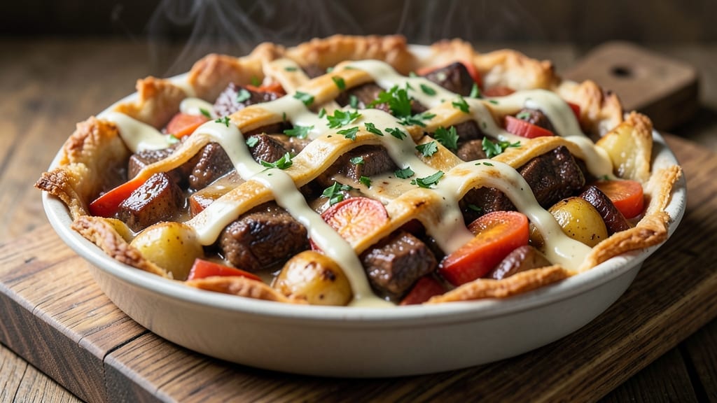 Beef and Vegetable Pie Recipe: Flaky Crust Encloses Savory Meat and Root Medley