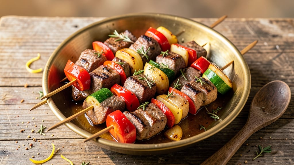 Beef and Vegetable Kabobs Recipe: Skewered Grill Mastery With Charred Flavor