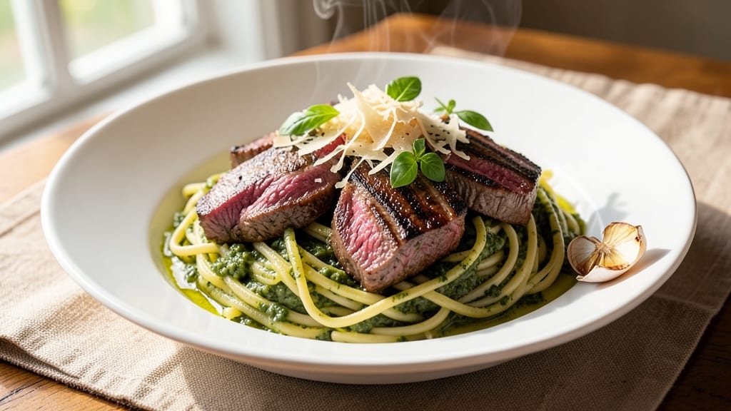 Beef Basil Pesto Pasta Recipe: Herb-Infused Crust With Al Dente Noodles