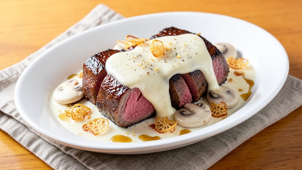 Beef Bechamel Recipe: Velvety Mushroom and Cheese Sauce Over Tender Beef