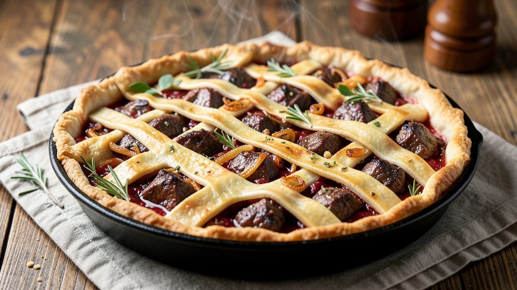 Beef and Tomato Pie Recipe: Flaky Pastry Crust with Savory Meat Filling