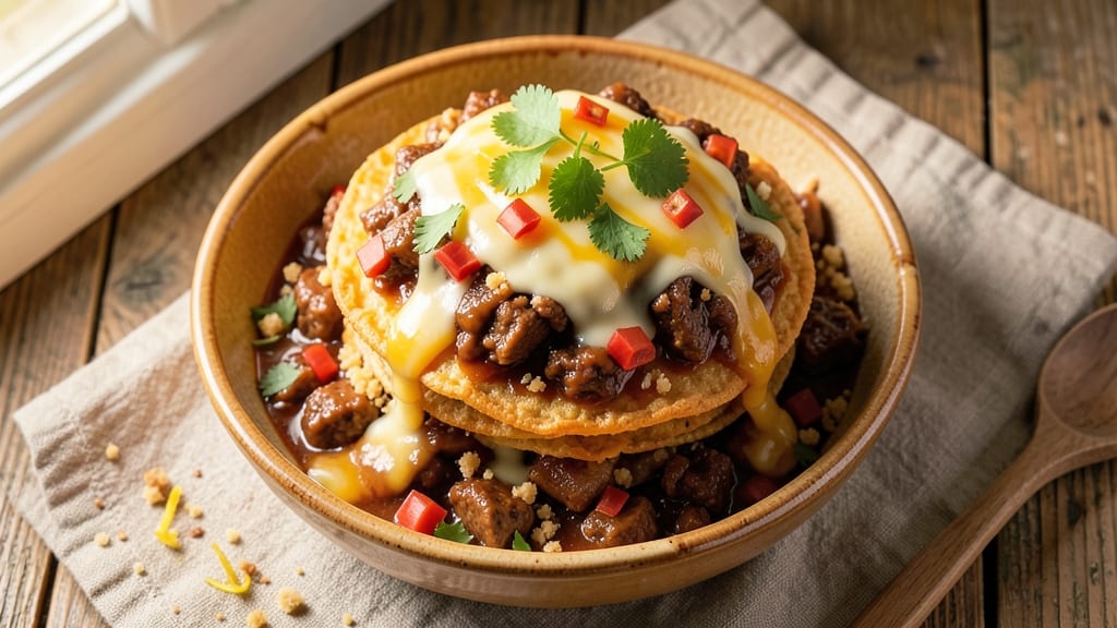 Beef and Cheese Sopapillas Recipe: Crispy Fried Onion Crowns Over Melty Cheese Rivers
