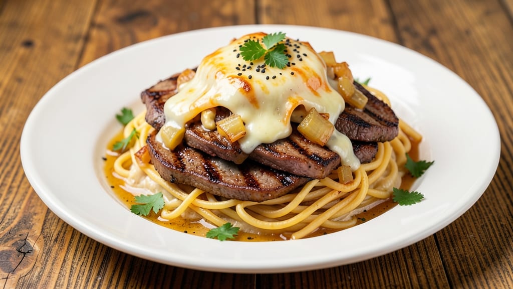 Beef and Bows Recipe: Crispy Tortilla Crowns Over Smoky Cumin Cheese Base