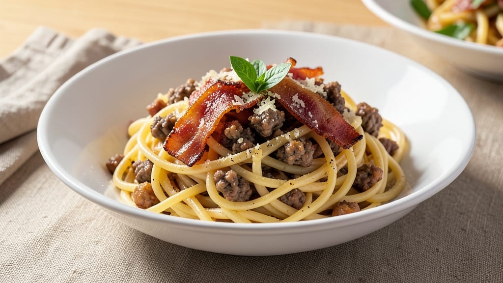 Beef Bacon Carbonara Recipe: Crispy Pancetta and Eggy Creamy Magic