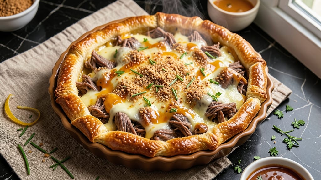 Beef and Cheese Pie Recipe: Flaky Crust Hugging Savory Filling
