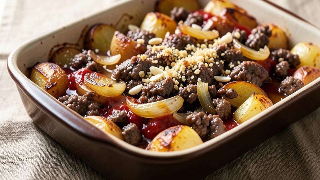 Beef and Tater Bake Recipe: Crispy Top, Gooey Cheese Rivers