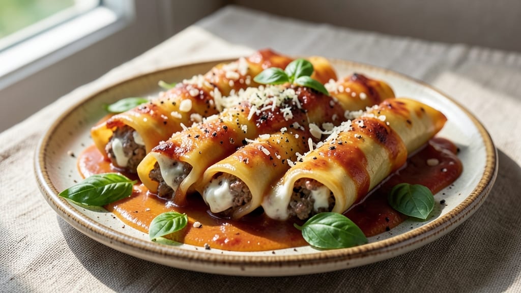 Beef and Ricotta Cannelloni Recipe: Baked Pasta Layers With Gooey Cheese Rivers