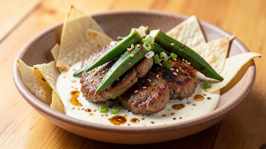Beef Ampalaya Tausi Recipe: Crispy Tortilla Crowns Over Okra-Thickened Cream