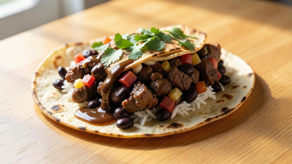 Beef and Bean Burrito Recipe With Black Beans: Spiced Beef and Black Bean Filling in Crispy Tortillas