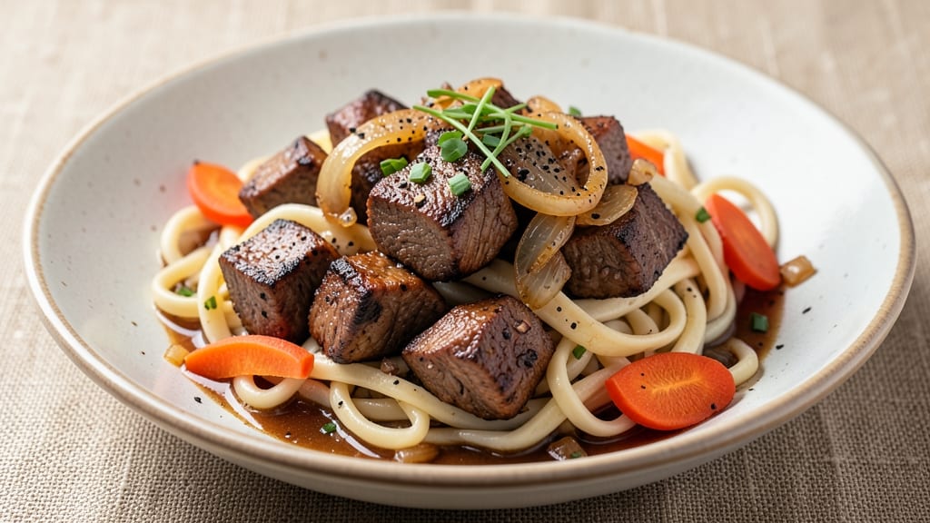 Beef and Homemade Egg Noodles Recipe: Savory Broth-Braised Noodle Bowl