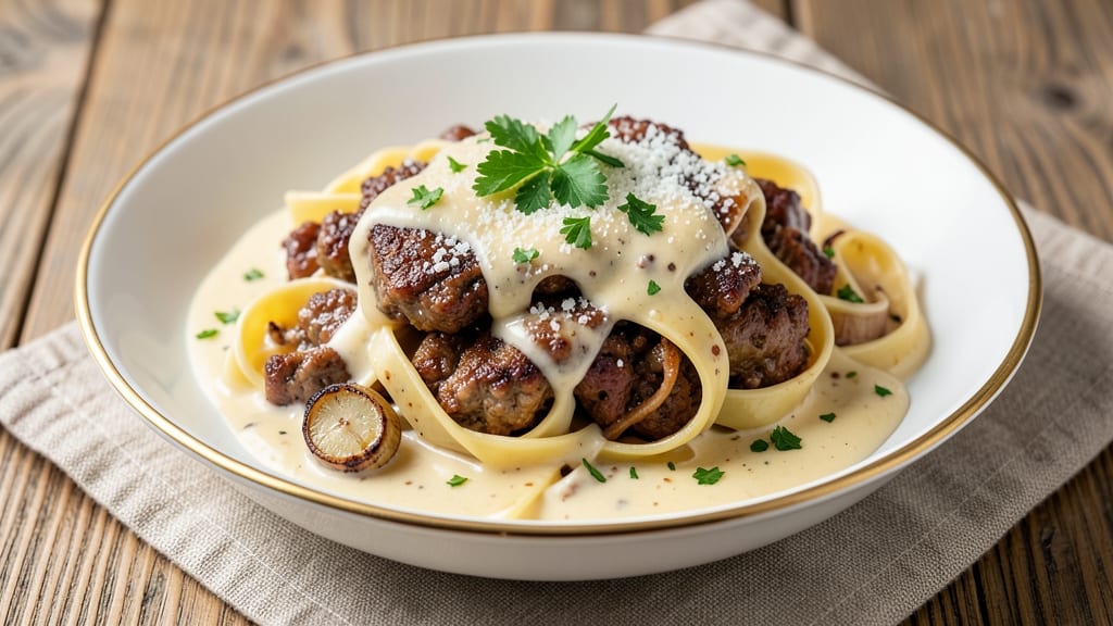 Alfredo Sauce Ground Beef Pasta Recipe: One-Pan Creamy Comfort with Caramelized Beef
