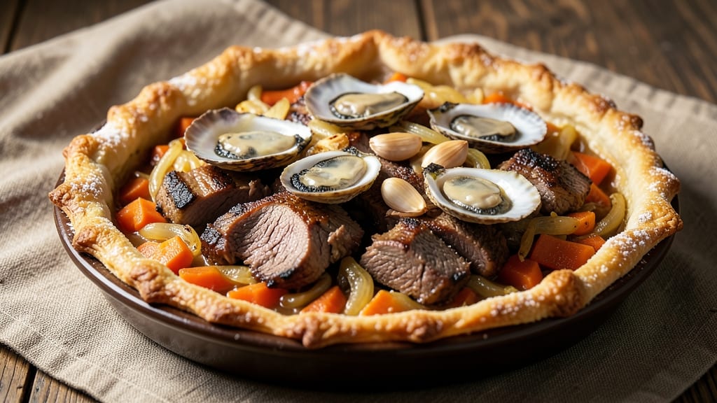 Beef and Oyster Pie Recipe: Flaky Pastry Hugging Rich Meat and Briny Bites
