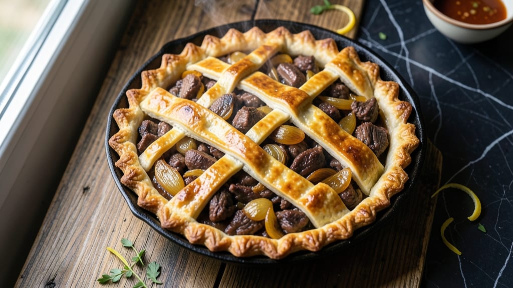 Beef and Onion Pasty Recipe: Flaky Crust Hugging Savory Filling