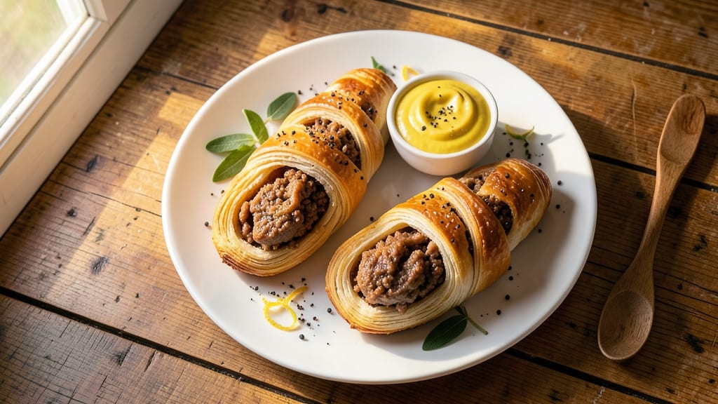 Beef and Pork Sausage Rolls Recipe: Crispy Pastry Wrapped in Savory Spice