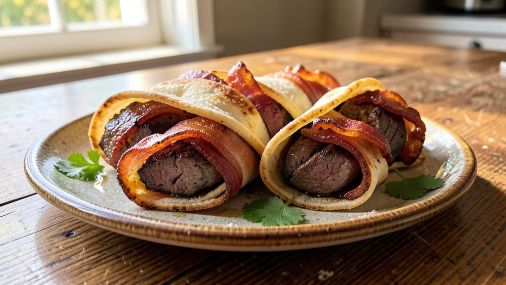 Beef and Bacon Roll-Ups Recipe: Crispy Tortilla Wraps Stuffed with Juicy Beef