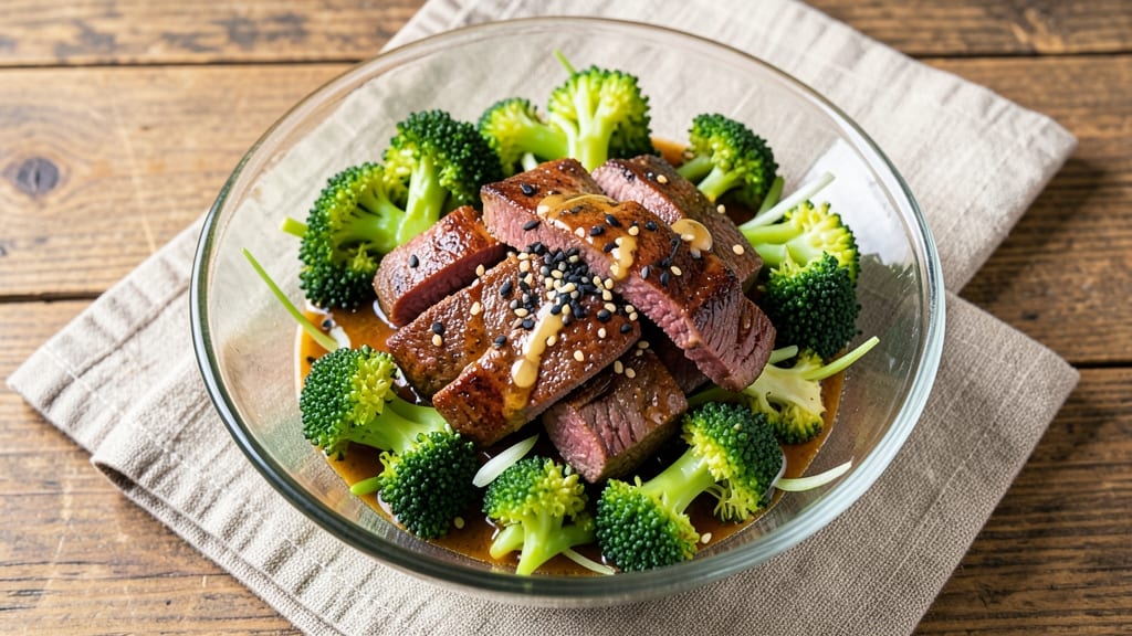 Beef and Broccoli Salad Recipe: Crispy Sesame Dressing Over Hearty Bites