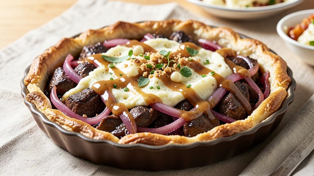 Beef and Onion Pie Recipe: Flaky Crust Over Savory Onion-Melting Filling