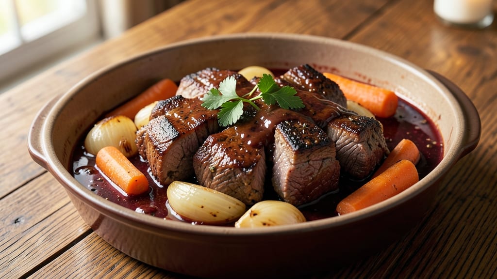 Beef and Red Wine Slow Cooker Recipe: Deeply Infused Richness With Tender Chunks