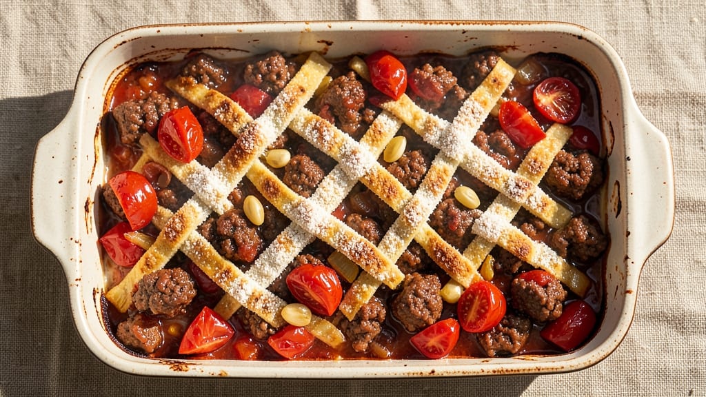 Beef and Tomato Casserole Recipe: Deep-Simmered Richness With Herbed Crust