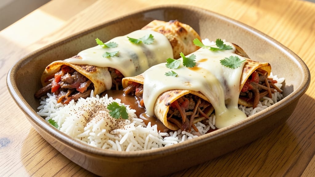 Baked Shredded Beef Chimichangas Recipe: Crispy Tortilla Crowns With Melty Cheese Rivers