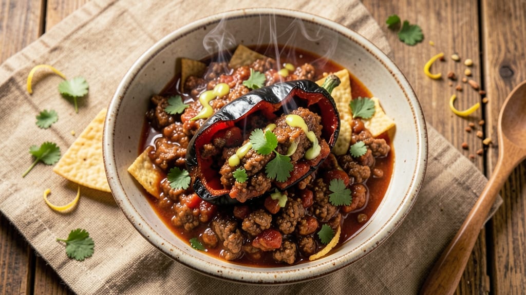 Baked Beef Chili Relleno Recipe: Crispy Tortilla Crowns Over Smoky Cumin Cheese