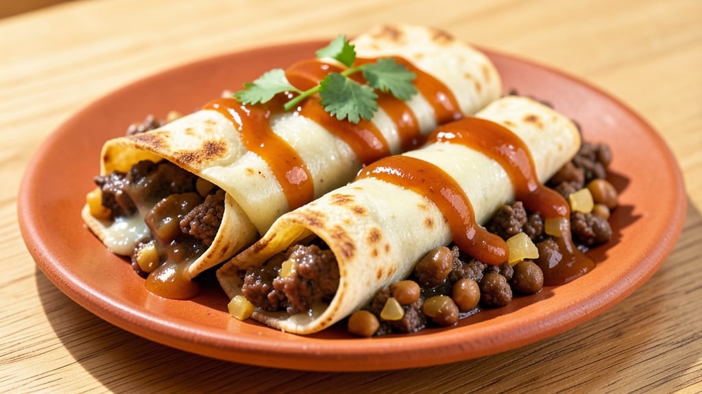Beef and Refried Beans Enchilada Recipe: Slow-Braised Beef with Spiced Bean Sauce
