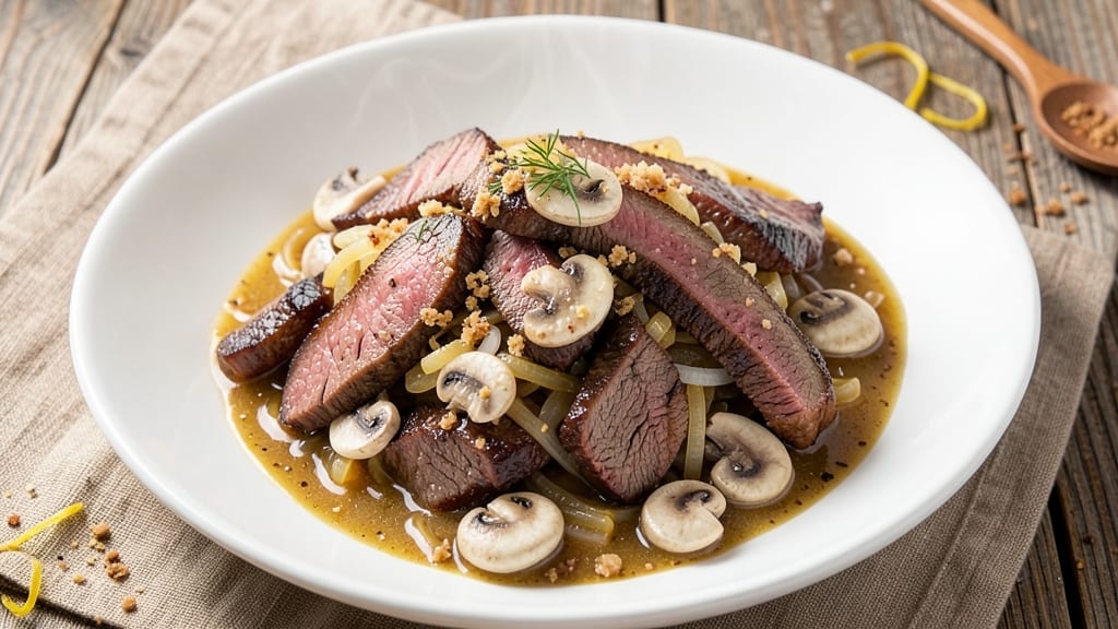 America's Test Kitchen Beef Stroganoff Recipe: Crispy Fried Onions Over Velvety Mushroom Sauce