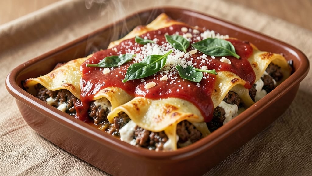 Beef and Spinach Cannelloni Recipe: Pillowy Pasta with Rich Ricotta Filling